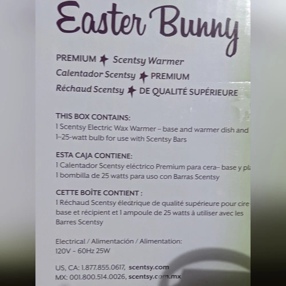 Scentsy Easter Bunny Warmer - White, Pink, and Purple, Yellow - Picture 6 of 8